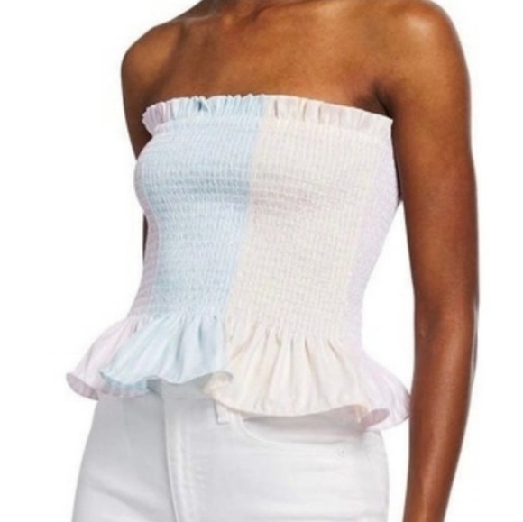 Revolve x Petersyn Marianna Smocked Ruffle Tube Top Size Medium - Picture 1 of 11